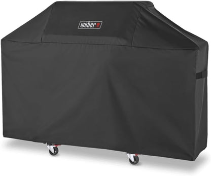 Weber Premium Outdoor Grill Cover - Water-Resistant Protection for Genesis 300 Series Gas Grills, Durable Black Fabric
