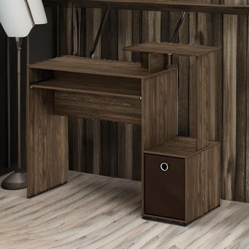 Furinno Econ Multipurpose Home Office Computer Writing Desk - Columbia Walnut/Dark Brown, 15.8"D x 39.4"W x 34.09"H