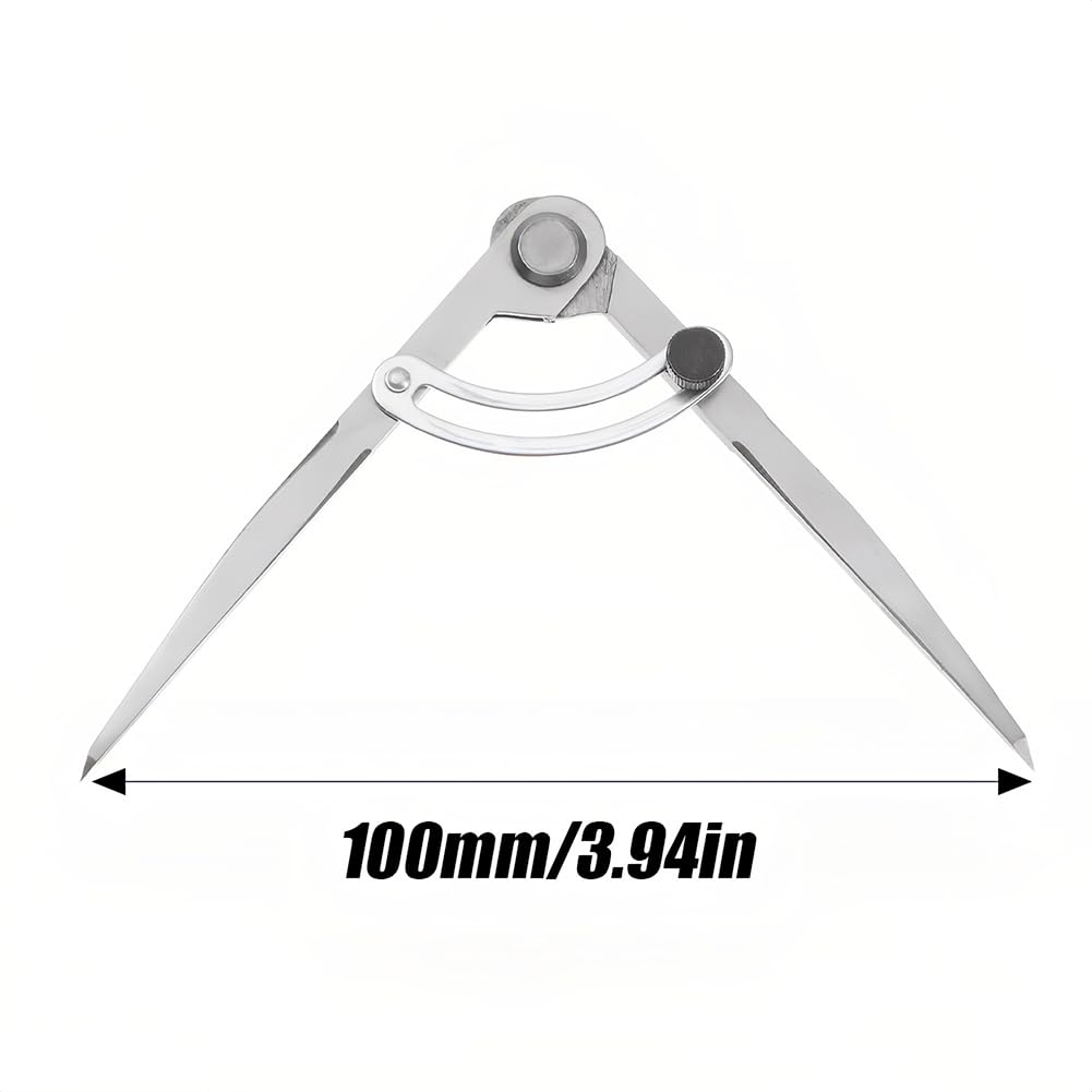 Tiiyee Leather Compass, Wing Divider Leathercraft Compasses Rotating Craft Tool Adjustable Edge Drawing Tool Leatherwork for Sewing Handmade Drafting Woodworking Metalworking Rotating Scratch(100mm)