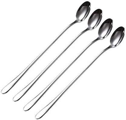 Long Handle Spoon Set, 4 Pieces 9-Inch Stainless Steel Iced Teaspoons for Mixing