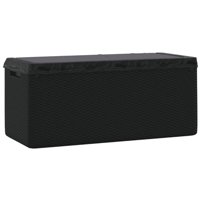 RCODSSK Rattan Look PP Storage Box with Seat Cushion, 92.5 gal Anthracite Patio Storage Chest for Cushions, Pillows, Blankets, and Toys, Gas-Lift Design, Lockable Outdoor for Garden
