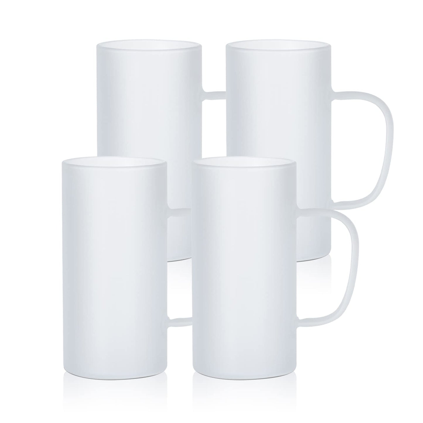 PYD Life Sublimation Glass Blanks Beer Mugs Frosted 22 OZ Coffee Tumblers Cups with Handle for Mug Tumbler Heat Press Printing UV DTF HTV DIY Projects 4 Pack