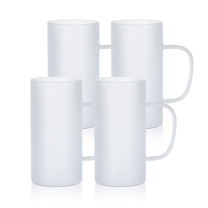 PYD Life Sublimation Glass Blanks Beer Mugs Frosted 22 OZ Coffee Tumblers Cups with Handle for Mug Tumbler Heat Press Printing UV DTF HTV DIY Projects 4 Pack