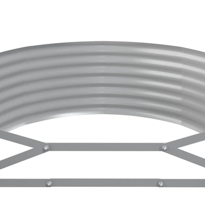 Foknhdi Large Oval Raised Garden Bed 199.6 x 39.4 x 14.2 in Grey Powder-Coated Steel Planter Box for Outdoor Patio, Modern Raised Flower & Vegetable Bed for Garden, Terrace and Balcony