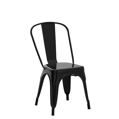 Yaheetech Metal Dining Chairs Set of 4, Industrial Stackable Kitchen Chairs with Back for Dining Room/Restaurant/Bistro/Patio, Indoor & Outdoor Use, Matte Black