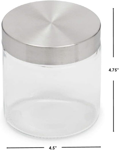 Home Basics Small Kitchen Canister, Clear Glass with Stainless Steel Lid, for Flour, Sugar, Coffee, Snacks
