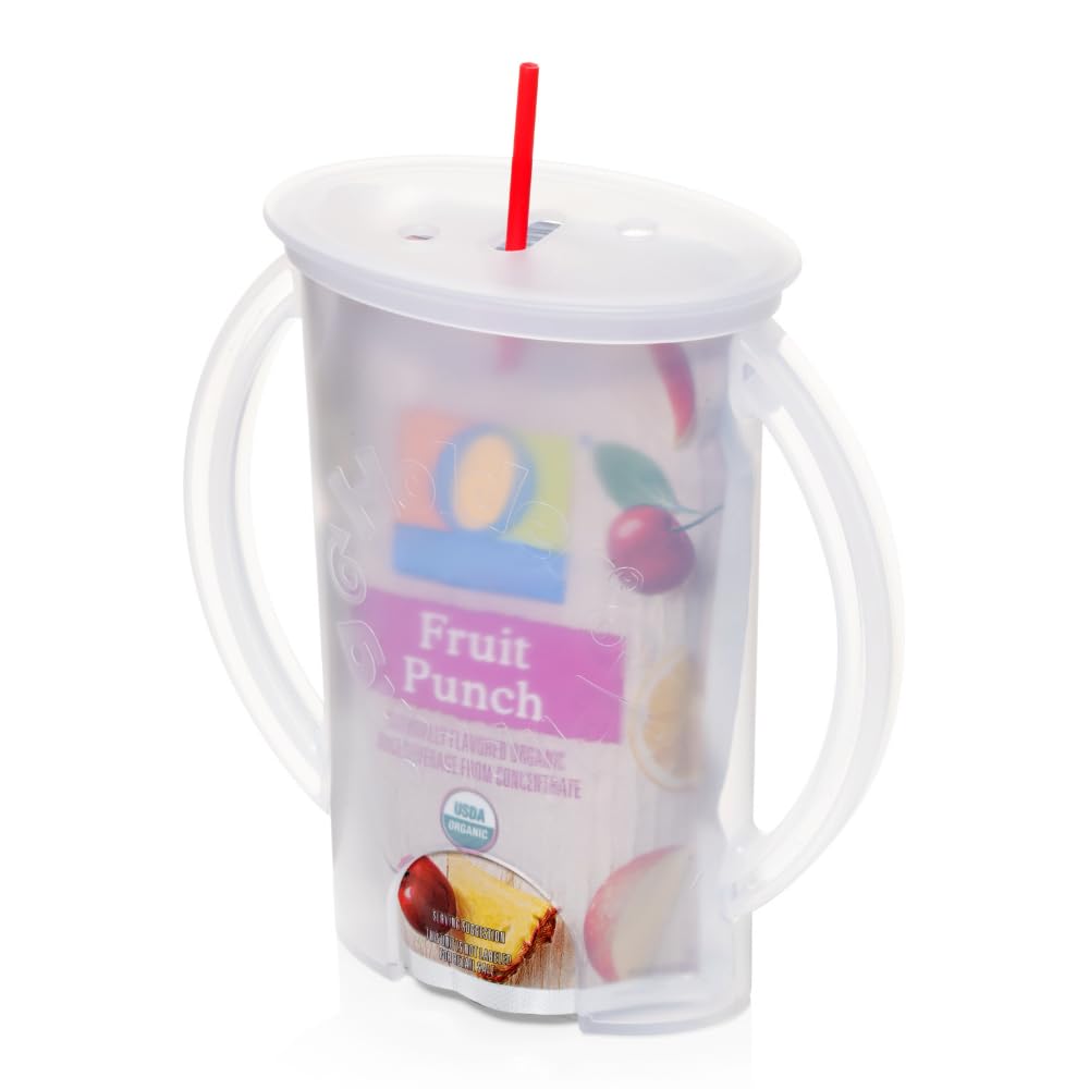 Flipping Holder 2-in-1 Baby Food Pouch & Juice Box Holder (2-pack) - No-Squeeze, Food-Safe Container with easy-grab Handles & Lid Fits GoGo, Capri Sun, Juice, Yogurt, & More