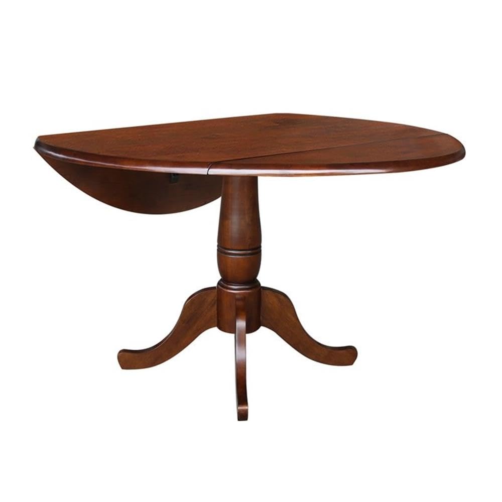 IC INTERNATIONAL CONCEPTS 42" Round Dual Drop Leaf Pedestal Table - 29.5" H Espresso
