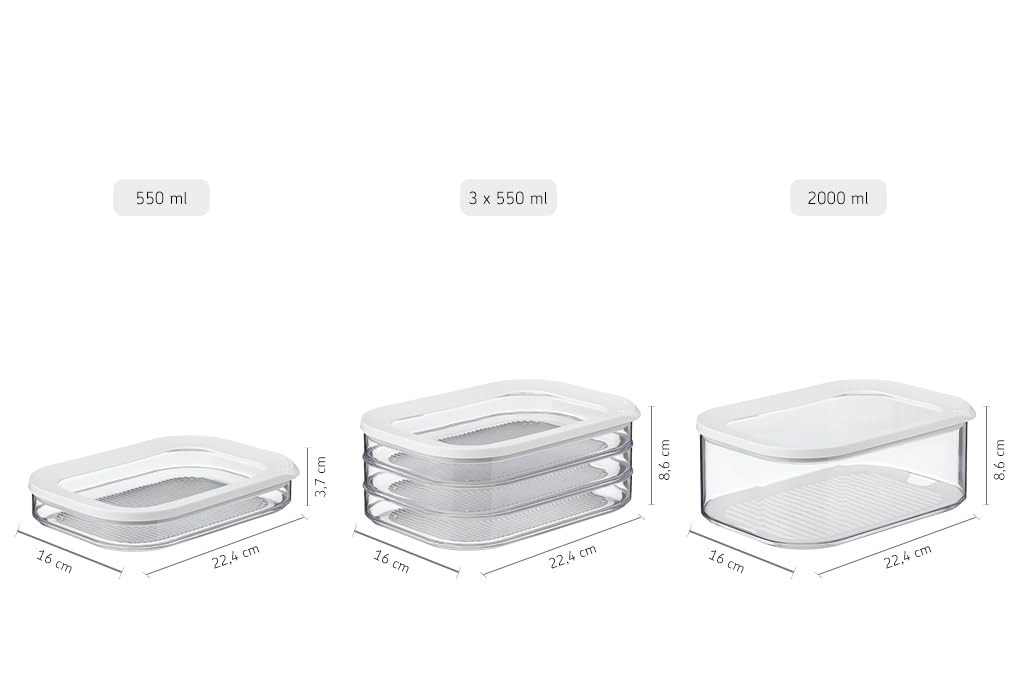 Mepal, MODULA Cheese Box for Cheddar or Mozzarella with Transparent Lid, Airtight, Portable, BPA Free, Holds 68 oz, 1 Count