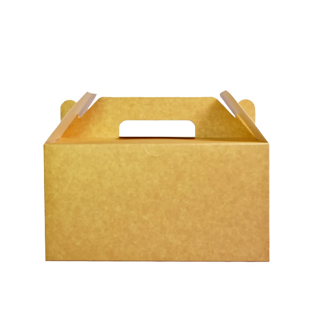 PandaPandaPPS 50 Pack Brown Gable Boxes (8.25"×5"×4") for Foods, Gifts and Party Favors, Treat Boxes Candy Cookie Snack Goodie Gift Boxes for Birthday, Wedding, Baby Shower