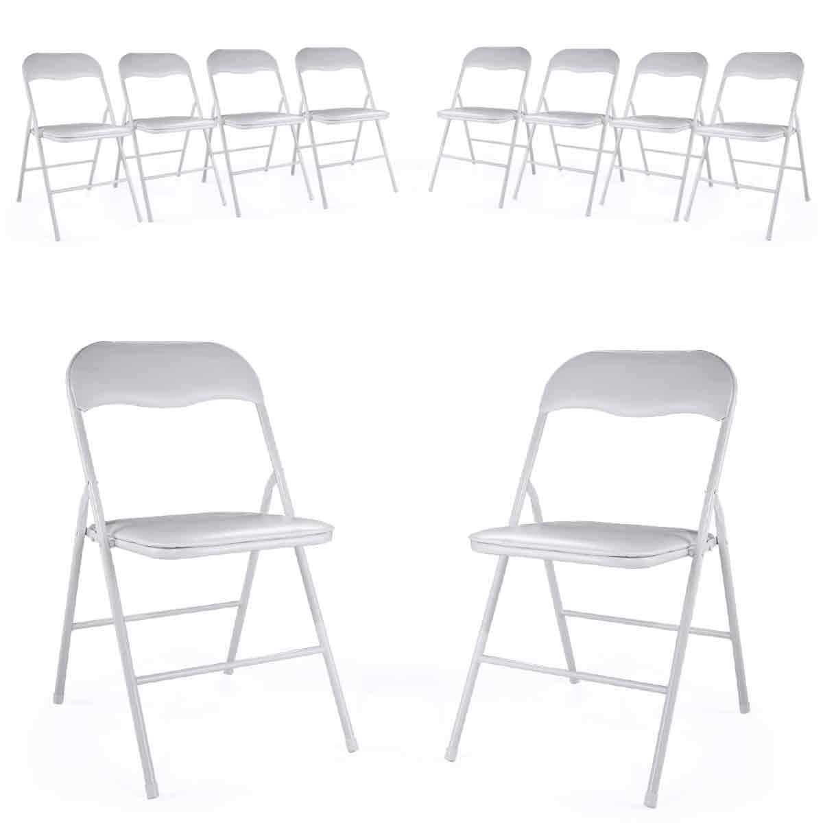 thegreatshopman 10-Pack Commercial Folding Plastic Chair for Home Office Wedding Party Outdoor Indoor, 300LBS Capacity, White