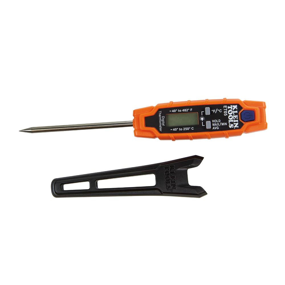 Klein Tools ET05 Digital Pocket Thermometer, HVAC Instant Read Thermometer with Backlit Display, Wide Measurement Range, Fahrenheit and Celsius