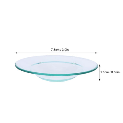 HOMSFOU 2pcs Replacement Round Clear Glass Dish, Wax Melt Candle Plate Tray Lid for Aroma Lamp, Electric Oil Tart Warmer