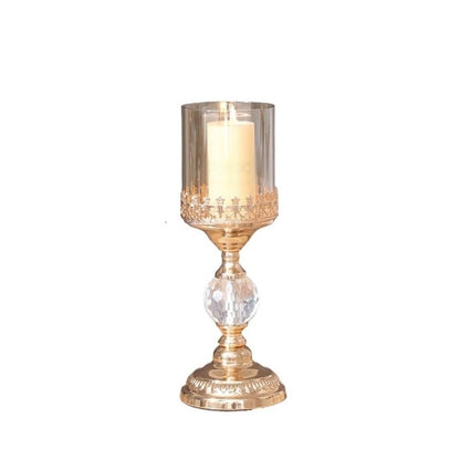 YUHUAWF Candle Holderss Light Luxury Gold Tall Candlestick Metal Glass Dinner Table Decoration Candle Holder Decorative Candlestick(Small)