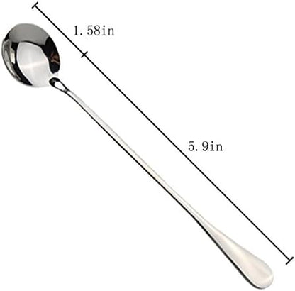Long-handled Ice Tea Spoon, Cocktail Stir Spoons, Stainless Steel Coffee Spoons, Ice Cream Scoop Set of 8 (Silver)