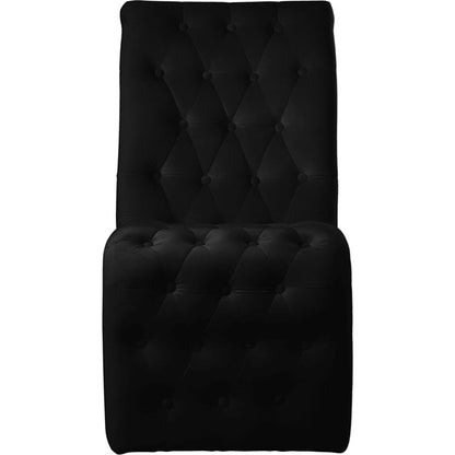 Meridian Furniture 920Black-C Curve Collection Modern | Contemporary Velvet Upholstered Dining Chair with Deep Detailed Button Tufting and Gold Iron Legs, Black, 19.5" W x 30" D x 36.5" H, Set of 2