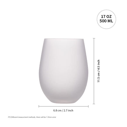 PYD Life Sublimation Blanks Wine Glasses Stemless Frosted 17 OZ Tumblers Cups Mugs Bulk for Sublimation Oven Printing 6 Pack