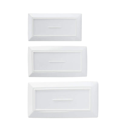 Amazon Basics 3-Piece Porcelain Serving Platters, Oven Safe, for Entertaining, Appetizer, Dinner, Dessert, 12.75 inch, 11 inch, 10 inch, White