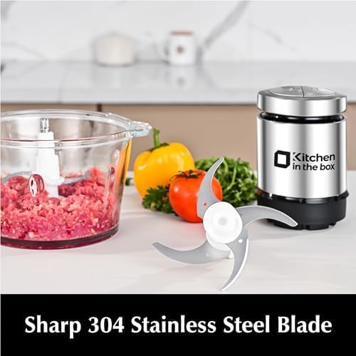 Kitchen in the box Mini Food Processor, Electric Meat Grinder & Food Chopper with 400W Powerful Veggie Chopper-One 3 Cup Bowl & S Blades for Meat/Fish/Vegetable/Baby Food