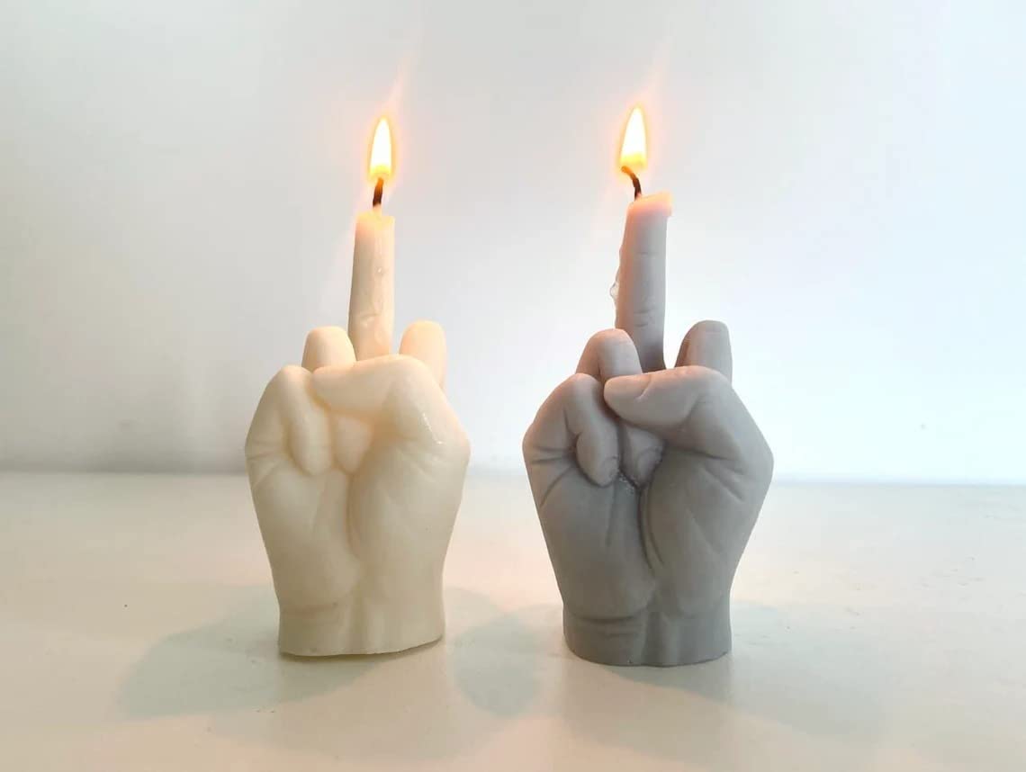 Middle Finger Candle, Homemade soy candle, Hand Fuck Candle, Teen Room Decor Candle, Funny Aeshetic Candle, Hippie Candle (White, GREEN TEA)