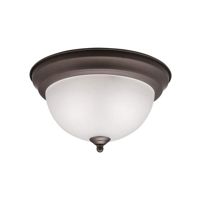 Kichler 2-Light Flush Mount in a Chrome Finish with Clear Satin Etched Glass for Dining Room, Kitchen, Living Room and Hallway, (14" W x 6" H), 8112CH