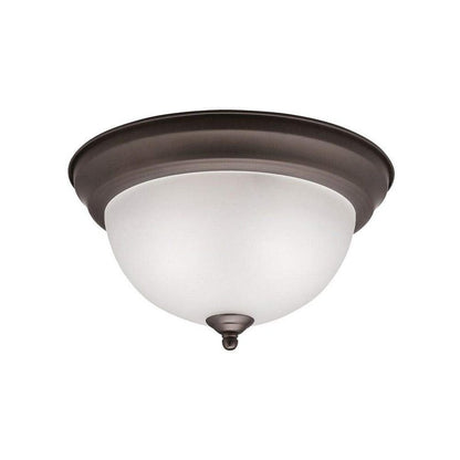 Kichler 2-Light Flush Mount in a Chrome Finish with Clear Satin Etched Glass for Dining Room, Kitchen, Living Room and Hallway, (14" W x 6" H), 8112CH