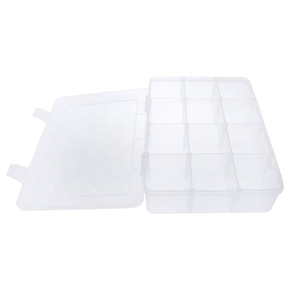 Xiaoyztan Clear Plastic Organizer, 12 Grids with Adjustable Dividers, Jewelry Box Bead Storage Container for Small Parts, Fishing Tackle, DIY Crafts, and Earrings