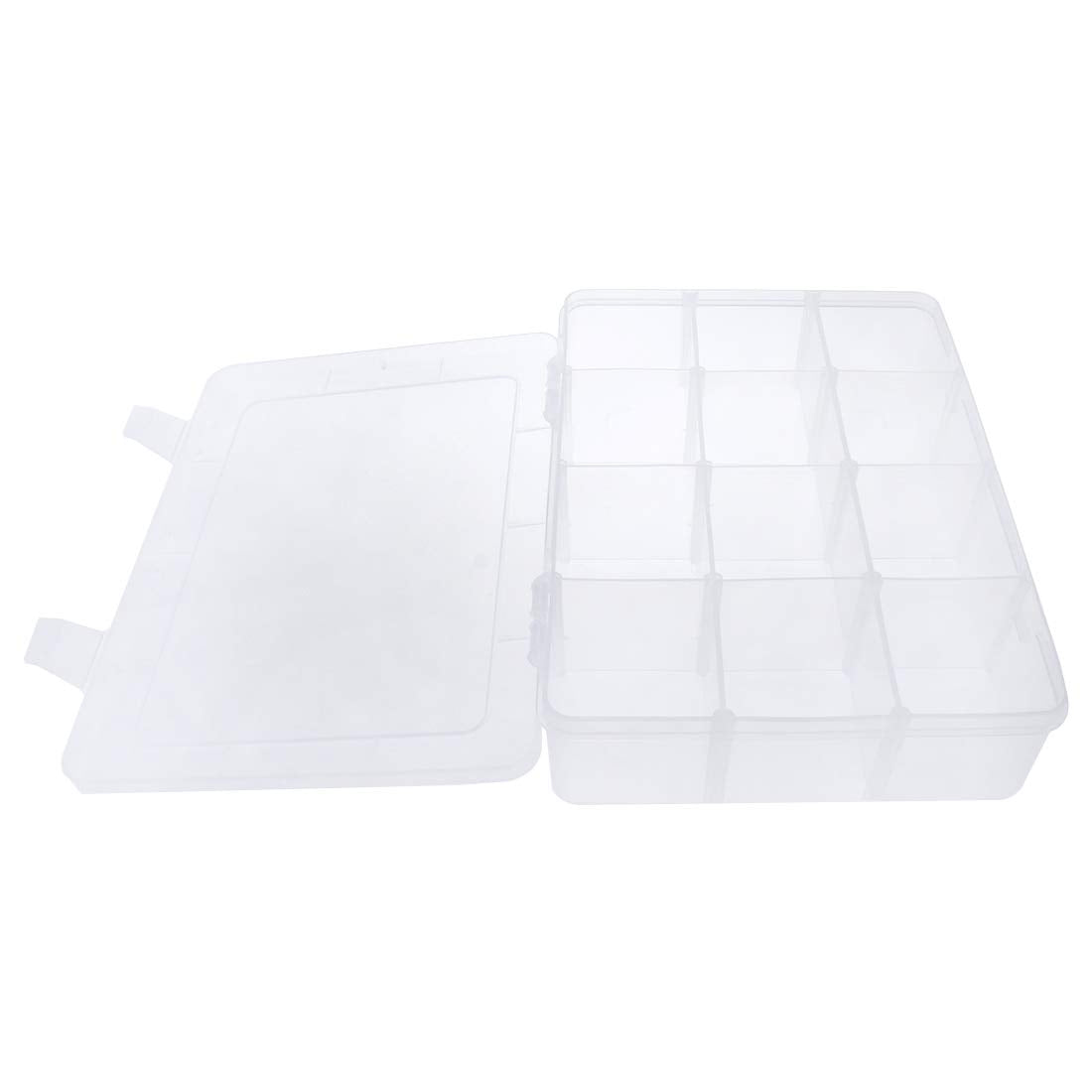 Xiaoyztan Clear Plastic Organizer, 12 Grids with Adjustable Dividers, Jewelry Box Bead Storage Container for Small Parts, Fishing Tackle, DIY Crafts, and Earrings