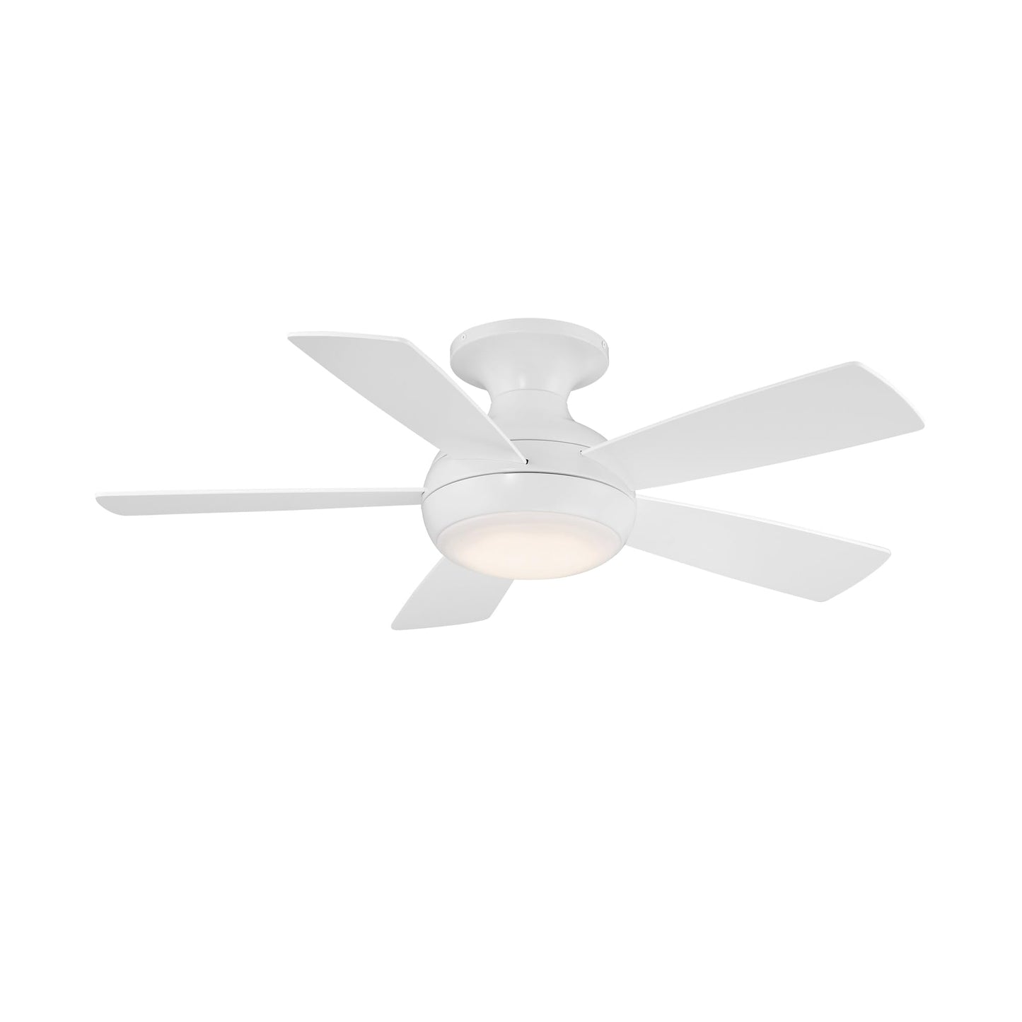 WAC Lighting F-034L-MW Odyssey 44" Hugger Ceiling Fan with LED Lights & Remote, Matte White