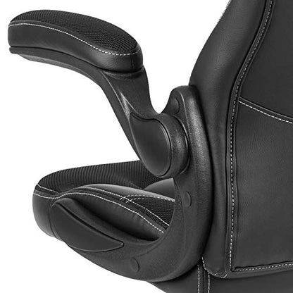Flash Furniture X10 High-Back LeatherSoft Racing Style Gaming Chair with Flip-Up Arms, Ergonomic Padded Swivel Computer Chair, Black