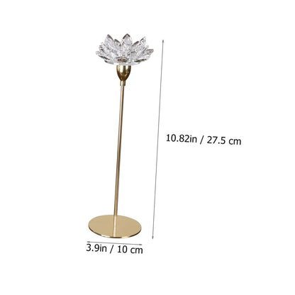 COHEALI Crystal Lotus Metal Candlestick Holder Small Gold Decorative Candle Stand for Wedding and Candlelight Dinner Home Décor
