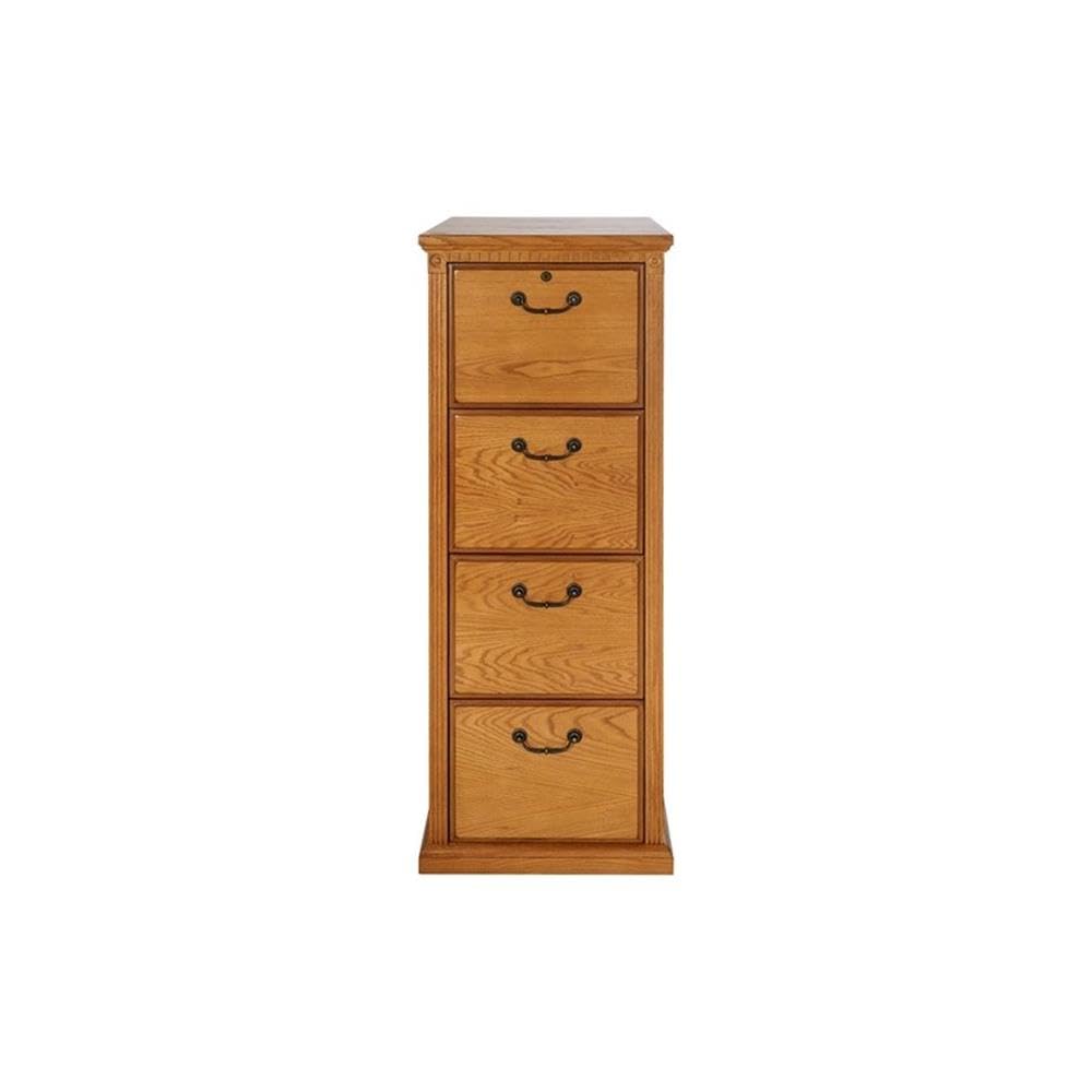 BOWERY HILL Transitional 24.5" D Wood Filing Cabinet with Legal-Sized 4 File Drawers, Lockable Top Drawer, for Small Office or Home Office in Natural Finish