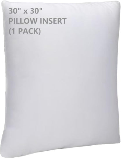 WINGLAM Throw Pillow Inserts - Hypoallergenic Decorative Stuffer Pillows, 30x30 Inches, Ultra Soft White