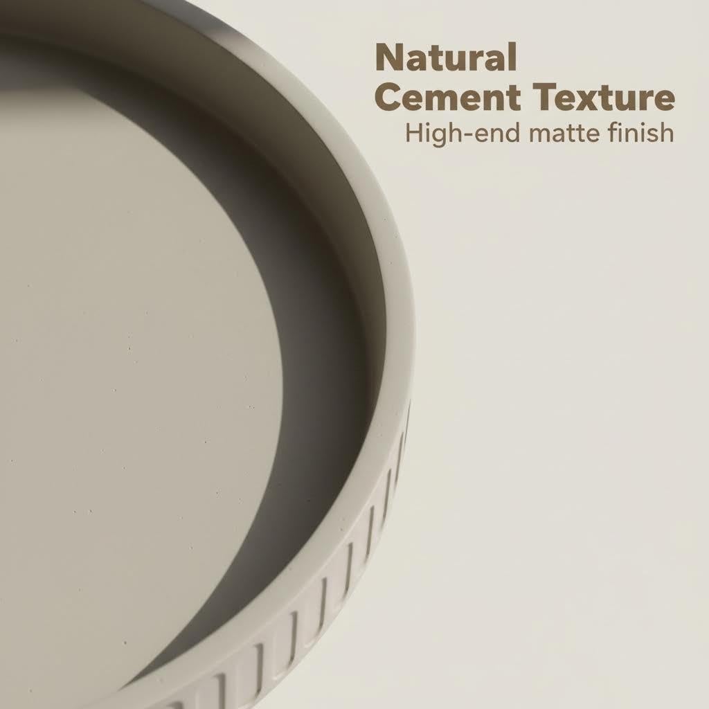 12in 100% Decorative Tray for Coffee Table Tray Decor, Gray Solid Concrete Decorative Round Tray for Kitchen, Living