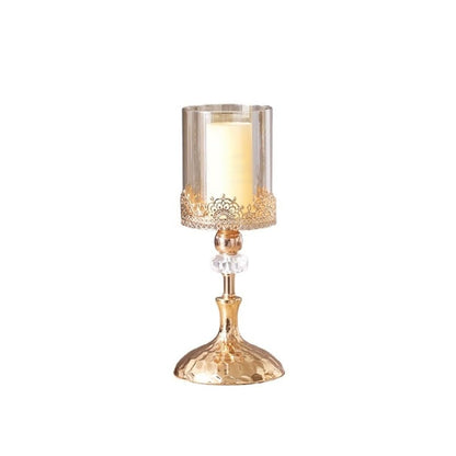 cfycfy987 Candelabra Luxury Golden Metal Glass Candlestick Home Dining Table Decoration Ornament Candle Holder Candle Sticks Holder(Small)