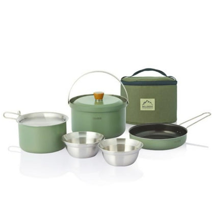 It likes Bellrock Premium Quality Stainless Steel Camping Cookware Set - 9 Piece Deluxe Family Cookset Green