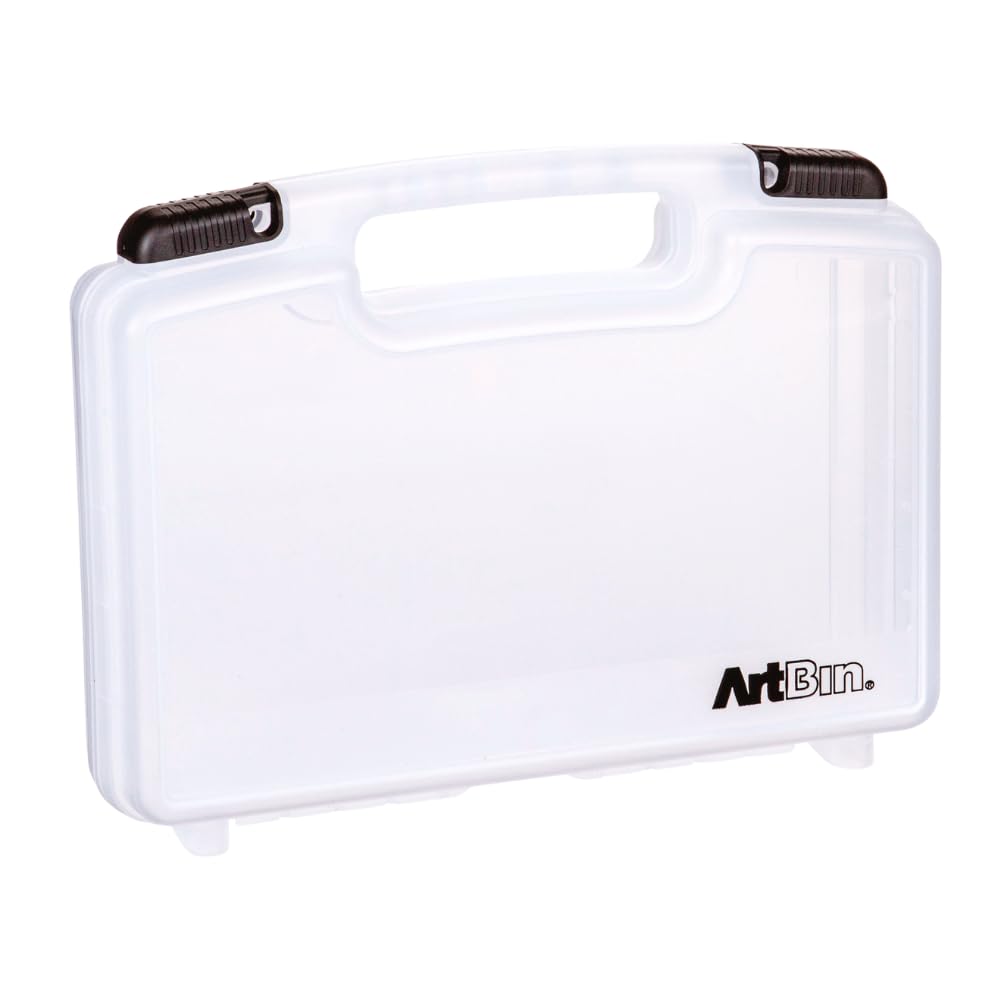 ArtBin 6977AB 12 inch Quick View Deep Base Carrying Case, Portable Art & Craft Organizer with Handle, [1] Plastic Storage Case, Translucent