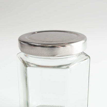 GPK4ALL 190ml 6oz Hexagon Glass Jars, Pack of 24 Sets With Silver Lids for Jam, Honey, Jelly, Candy, Candle, Wedding Favors, Baby Shower, Spice, Crafts, Party Favors, Samples