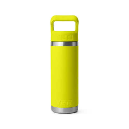 YETI Rambler 18 oz Bottle, Vacuum Insulated, Stainless Steel with Color Matching Straw Cap, Firefly Yellow