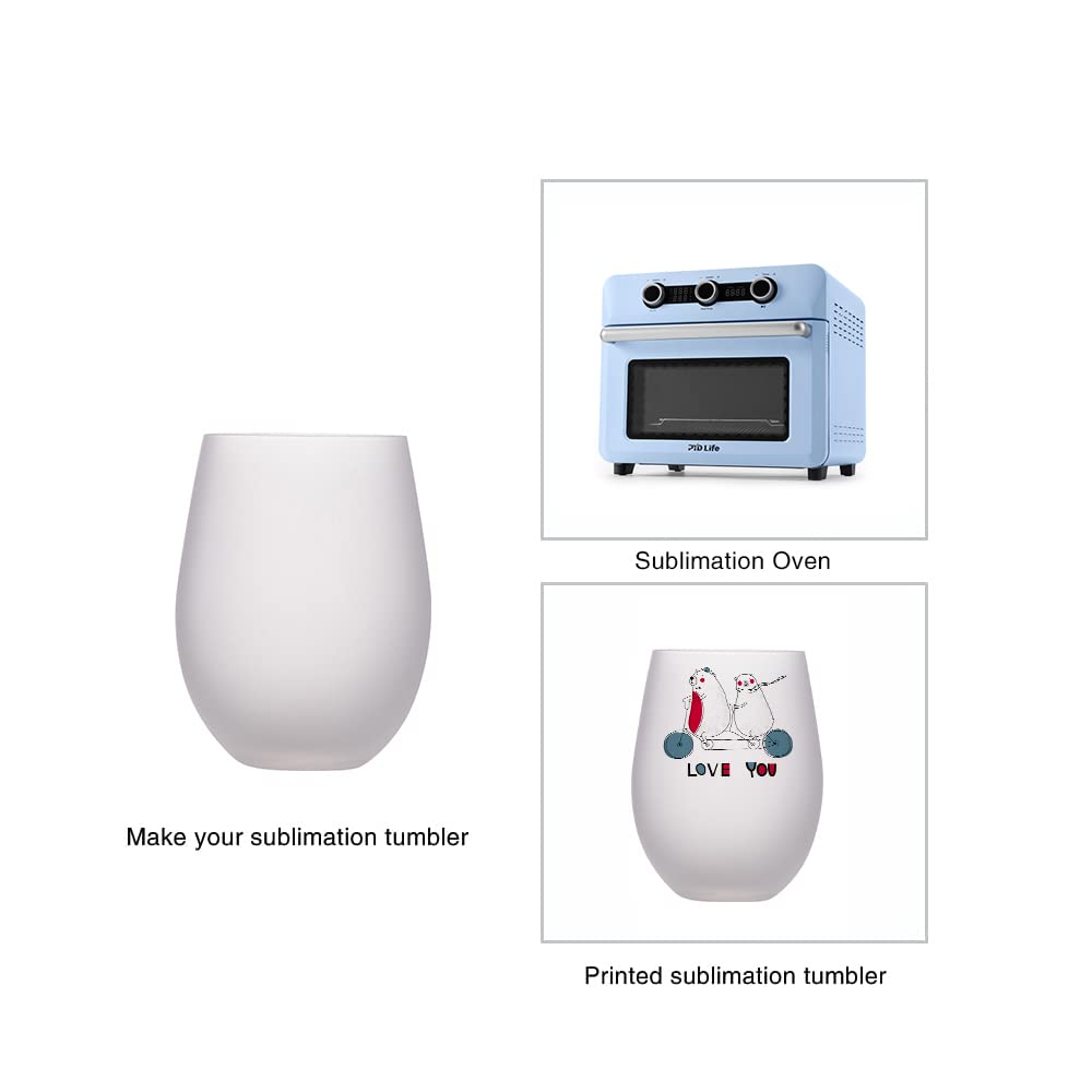 PYD Life Sublimation Blanks Wine Glasses Stemless Frosted 17 OZ Tumblers Cups Mugs Bulk for Sublimation Oven Printing 6 Pack