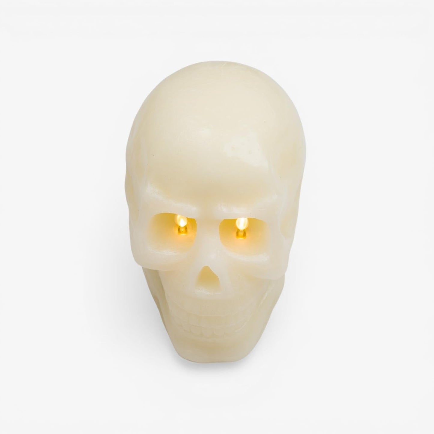 Luminara EXC COL Flameless Moving Flame Ivory Skeleton Skull with Dual Flames Figural Real Wax LED Candle, Unscented, Timer