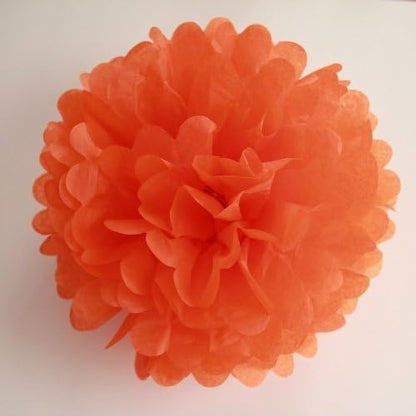 12Pcs Pom Poms of 10" 12" 14" Tissue Paper Craft Kit for Wedding, Birthday, Baby Shower Decorations - Orange