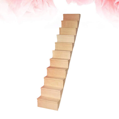 Sewroro Doll House Furnishings 1 12 Scale Dollhouse Stairs Miniature Stairs Wooden Stringer Steps Model DIY Mini Wood Staircase Without Armrest for Micro Landscape Decor