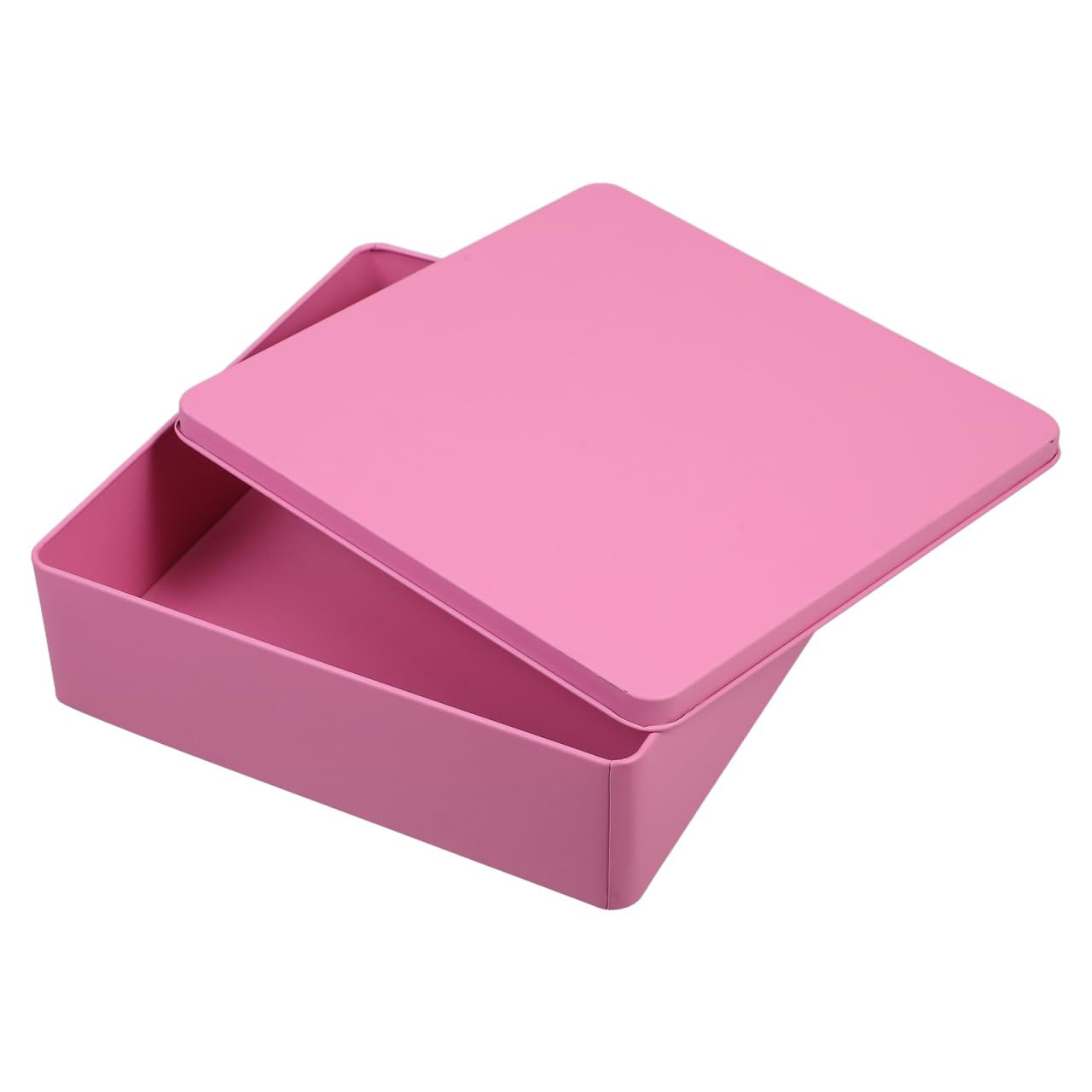 Cabilock Large Square Tinplate Storage Box with Lid for Cookies Snacks and Metal Container for Kitchen Organization and Home Storage 7.87X7.87X2.2 Inches