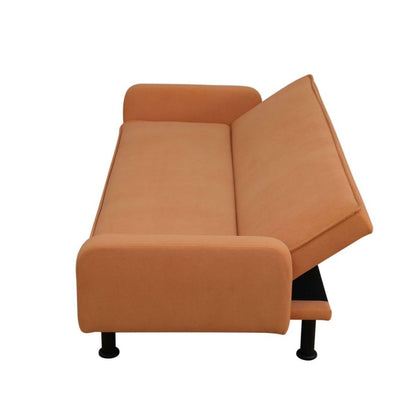UOCFYK Fold Out Modern Couch Convertible Sleeper Sofa Chair Bed, 2 Seater Loveseat for Living Room, Lounge Comfy Cama for Small Spaces for Bedroom, Adjustable Angle, Orange Calico