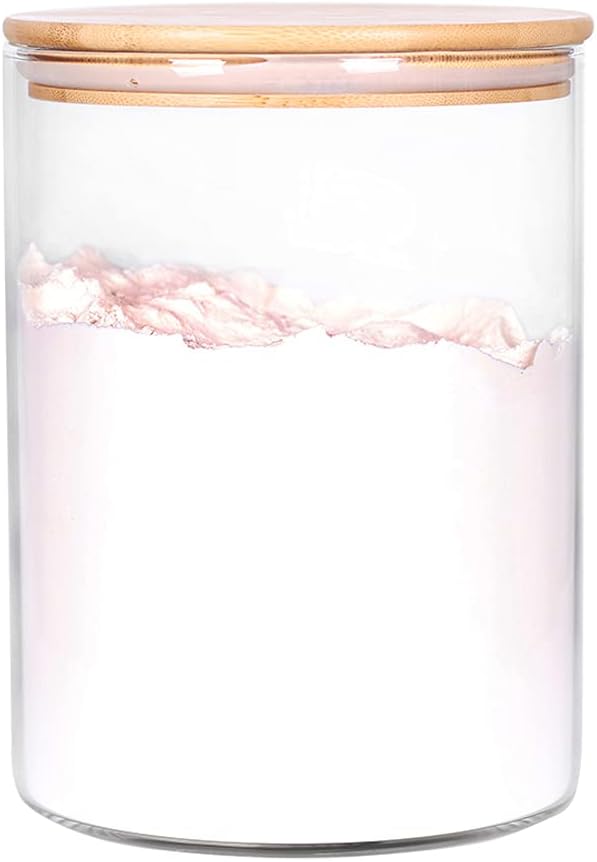 Large Glass Flour Container with Airtight Bamboo Lid, 3L Food Jar for Storage of Flour, Sugar, Cookies, Rice