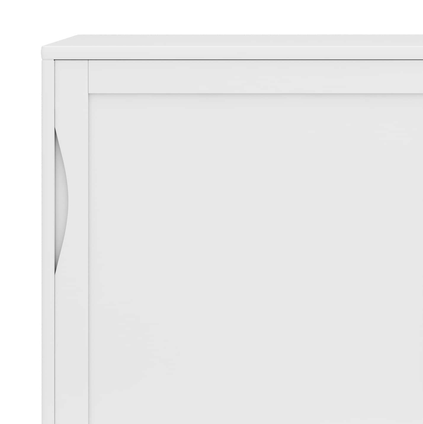 SIMPLIHOME Harper Medium Storage Cabinet - 48 inch Wide Solid Hardwood Sliding Door Cabinet in White, Mid-Century Modern Cupboard for Living Room or Entryway with 3 Drawers and Tapered Legs