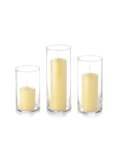 yummi Set of 12 Slim Pillars and Cylinder Vases - Buttercup