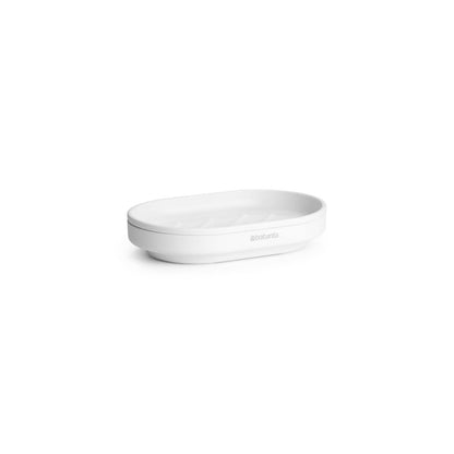 Brabantia Mindset Soap Dish (Mineral Fresh White) Anti-Rust Metal, Non-Slip Basin Soap Tray Holder for Bathroom, Shower, Kitchen Sink