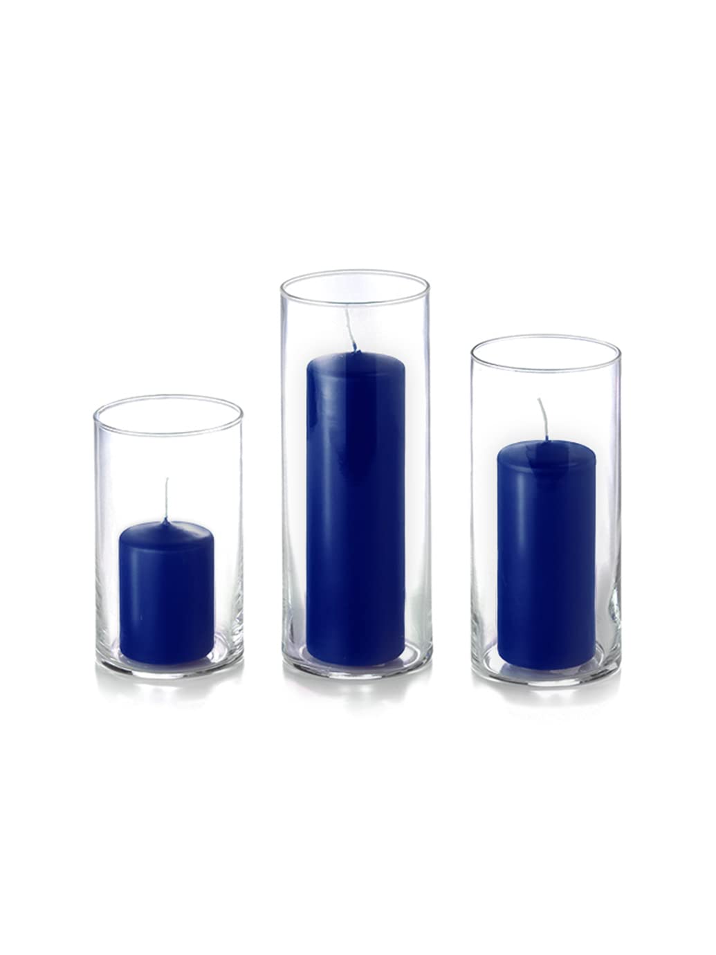 yummi Set of 36 Slim Pillars and Cylinder Vases - Navy Blue